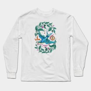 Flying swallow and Nightshade. Long Sleeve T-Shirt